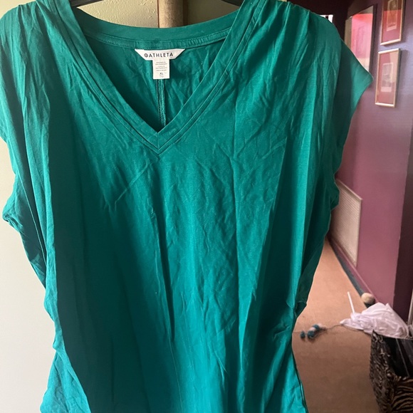 Athleta Teal Green V-Neck Cap Sleeve Top - Picture 3 of 6